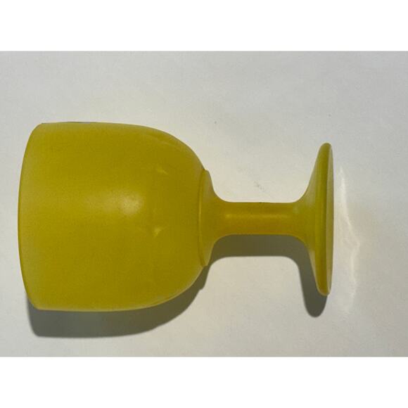 Vintage Large Frost Green, Frost Yellow, & Amber Goblets Impressed Star Pattern - Picture 5 of 14